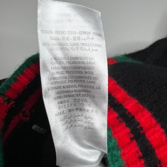 Gucci Wool Sweater XS Black Red Green Logo Patch Italy Made Pullover Preppy - Picture 10 of 12